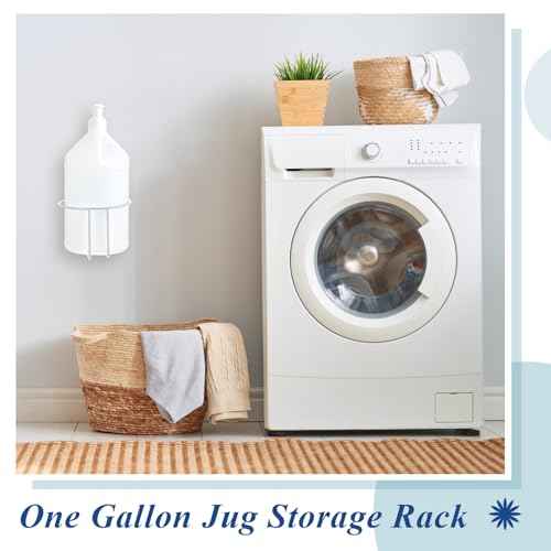 Hicarer 2 Pcs One Gallon Jug Storage Rack Wall Mounted Heavy Duty Steel Wall Rack for 1 Gallon Bottle Round Water Jug Holder with Hardware Hand Sanitizer 6-3/4" W x 5" H x 6-1/2" D (White)