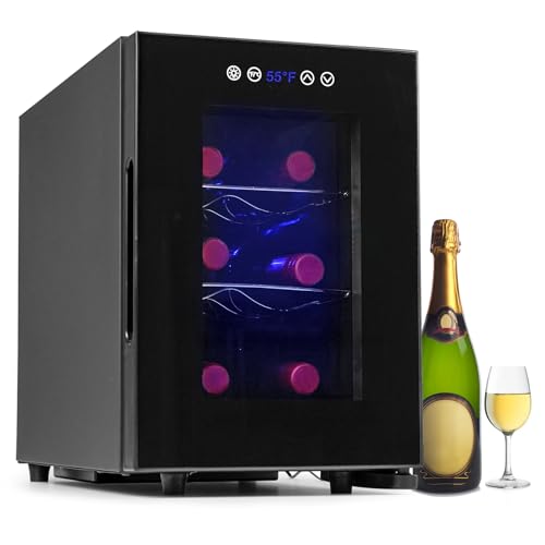Iceblue 6-Bottle Wine Cooler Refrigerator with Glass Door & Digital Temp Control