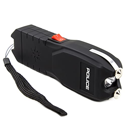 POLICE Stun Gun for Self Defense 2101 ? High Voltage Rechargeable with LED Flashlight & Siren Alarm ? Compact & Heavy Duty ? Personal Security for Women & Men ? Black