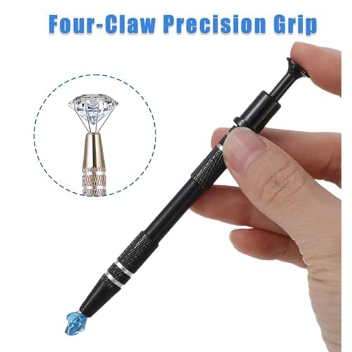 3Pcs Piercing Tweezers, 5.9 Inch 4-Claw Stainless Steel Grabber Tool Set in Black Brown Silver, Precision Jewelry Electronics Retrieval Tool