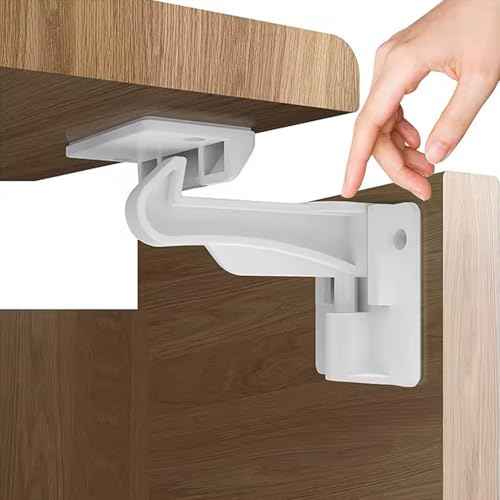 4 Pack Upgraded Baby Proofing Cabinet Latch Locks - Pabesim Children Proof Cupboard Drawers Latches - Adhesive Easy Installation
