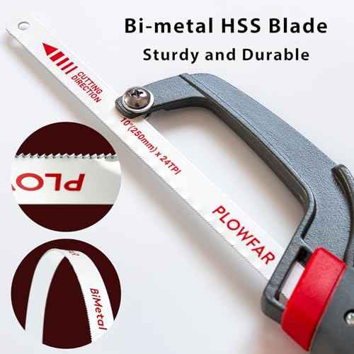 Aluminum Frame Mini Hacksaw with 10" Flexible Bi-Metal HSS Blade for Metal and Wood