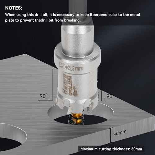 Hole Saw 5/8" (16mm) Heavy Duty Carbide with 2 Pilot Drill Bits - Metal Hole Cutter Cuts Stainless Steel, Iron, Copper, Brass, Plastic