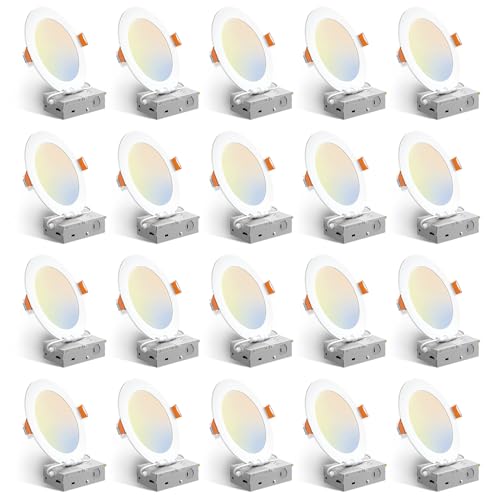 Amico 6 Inch LED Recessed Light Kit 5CCT, 1050LM, Dimmable, Moisture Resistant