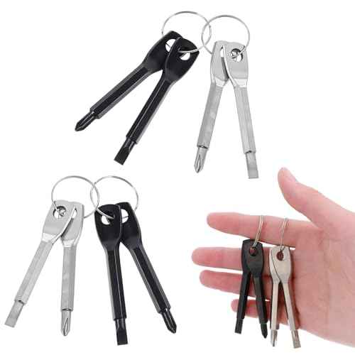 8 Pieces Chain Flathead Screwdriver Set Pocket Keychain Screwdrivers Tools Set Outdoor Tool Gadgets Kit Travel Mini Screwdriver Repairing Tool with Keyring Key for Dad Gift Electrician DIY