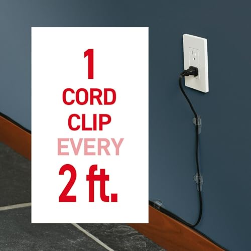 Command Clear Cord Clips Pack of 13 with 16 Strips - Damage-Free Cable Organizer