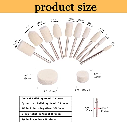 XUPYNAR 100PCS Buffing Wheels Polishing Kit for Dremel 1/8" Shank Accessories
