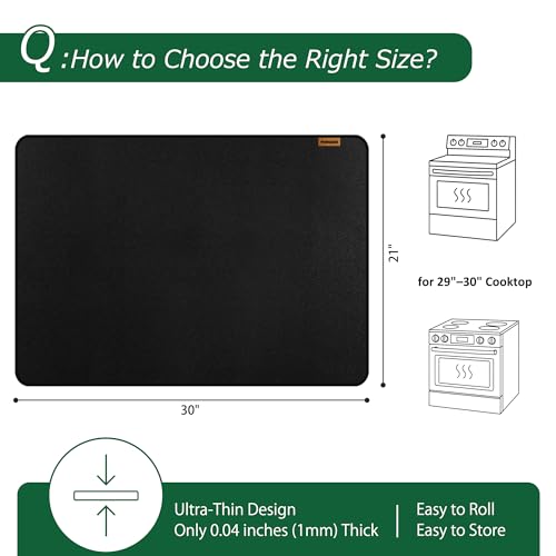 PONGARD 30x21 Fireproof Stove Top Cover - Waterproof, Heat-Resistant Stovetop Protector for Electric/Ceramic Glass Tops, Anti-Scratch Black