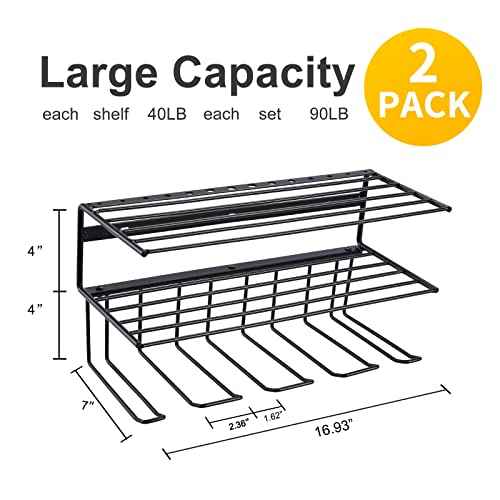 Power Tool Organizer for Tool Storage,Drill Holer Wall Mount,Storage Rack for Garage Organization, Wall Organizer with Shelf,Heavy Duty for Lifetime Use(2 Pack Black)