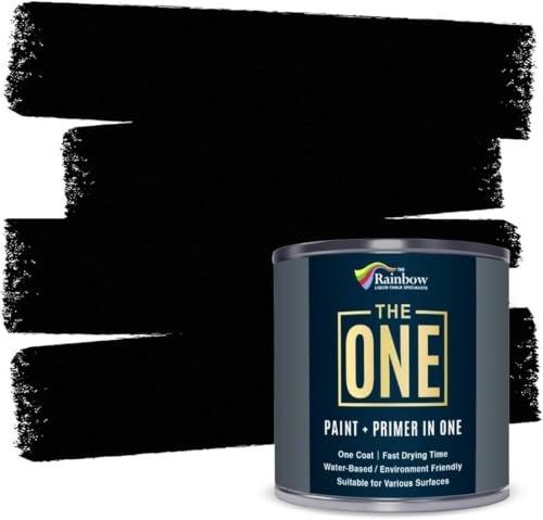 THE ONE All-In-One Paint & Primer - Black Matte, 8.5 Fl Oz / 250ml - One Coat Indoor & Outdoor Wall, Floor, Furniture
