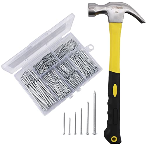 376PCS Nails & Hammer Set with 8oz Claw Hammer - DIY Hanging Picture Kit