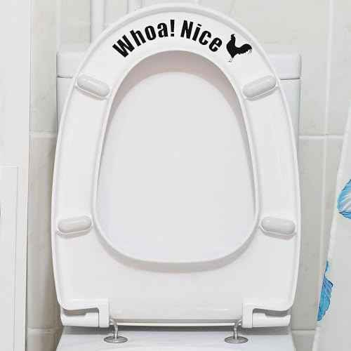 Funny Cock Toilet Stickers, Whoa Nice Toilet Sticker Decal, Waterproof Vinyl Wall Art Sign Decor, Removable Self-Adhesive Toilets Seat Quote Murals for Restroom Door Seat Decoration, Accessories