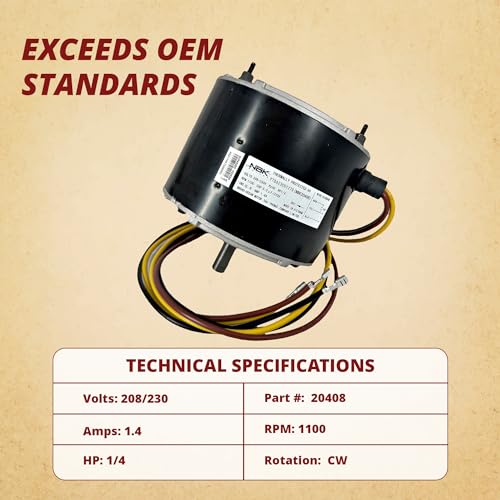 Pellethead 5KCP39EGS070S Condenser Fan Motor 1/4 HP, 1100 RPM, 208-230V Replacement