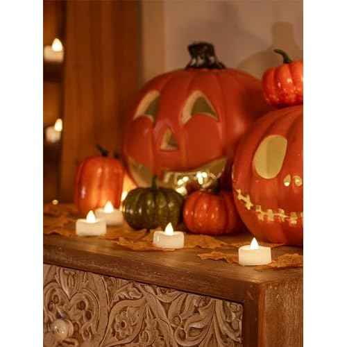 LED Candles, Tea Lights Candles Battery Operated Bulk, 24-Pack Long-Lasting 200 Hours Flameless Tealight Candles, Realistic Tea Lights for Halloween Christmas Wedding, 1.5'' D X 1.25'' H