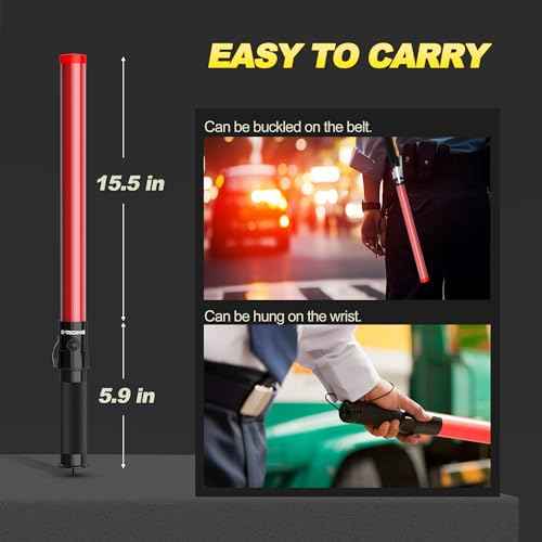 21 inch Traffic Wand Safety Light Wands | High Visibility, Durable, Portable | Traffic Control Wand with 3 Flashing Modes for Parking, Aircraft, Night Traffic Directing