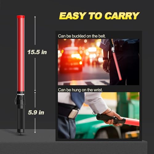E-riding 2 Pack 21 Inch Red Traffic Wand with 3 Flashing Modes for Safety