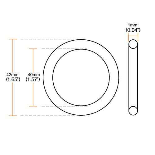 uxcell Nitrile Rubber O-Rings 42mm OD 40mm ID 1mm Width, Metric Sealing Gasket, Pack of 5