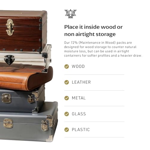 Valet 72% Humidity Packs 60g 4-Pack for Wood & Airtight Storage (Variation: 72% Wood Containers)