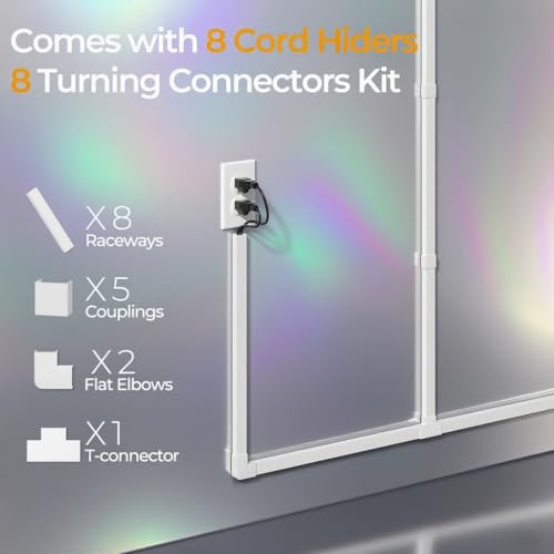Wuitaouy 113.4in White Cord Hider Kit for Wall Wires - 2-4 Cable Management Raceways, Self-Adhesive, Paintable & Cuttable