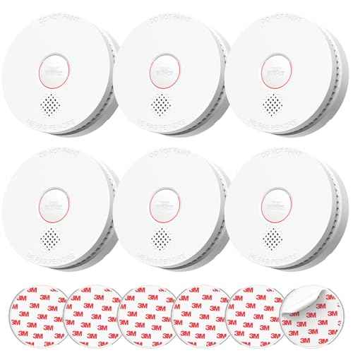 SITERLINK Smoke Detectors,UL217-9th Listed Smoke Alarms with Replaceable Battery,Photoelectric Sensor Smoke Detector with Test-Silence Button,Fire Detectors for Home,House,GS509A 6-Pack