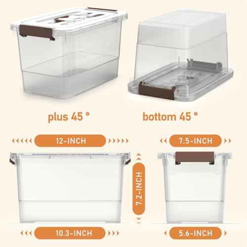 4 Pack-Plastic Storage Bins with Lids and Handle, Clear Plastic Latching Box for Storage, Stackable Storage Containers for Organizing, Multi-Purpose, 7 Quart