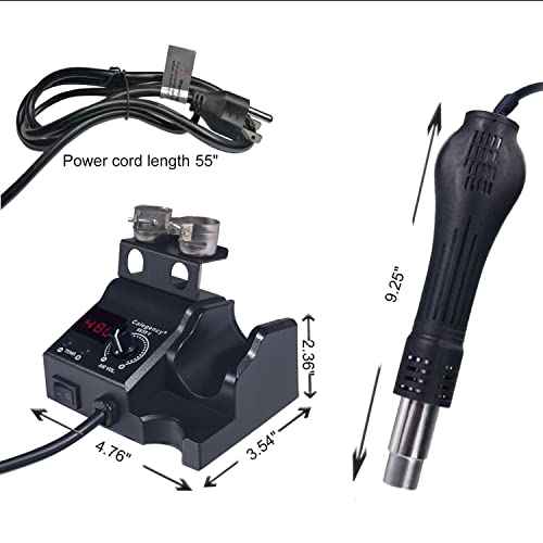 Premium Hot Air Rework Station, Digital Soldering Station with Airflow Adjustable 100-480¡É Heat Resistant Hot Air Gun, Soldering Iron Station Kit for BGA IC SMD Desoldering Tool and Hobby