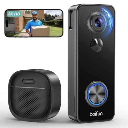 BOIFUN 2K 180¡Æ Head?to?Toe View Doorbell Camera Wireless ? No Subscription, Smart AI Detection, Live View with Two?Way Talk, Battery Video Doorbell, 2.4?GHz Wi?Fi Only