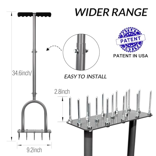 Walensee 3-Row Spike Lawn Aerator Tool, Manual 15-Spike Soil Loosener for Small Lawns