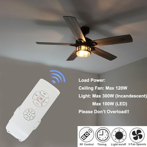 Taigeguang 1 PC Ceiling Fan Remote Kit 3-in-1 4 Timing 3 Speed Light & Fan Controller