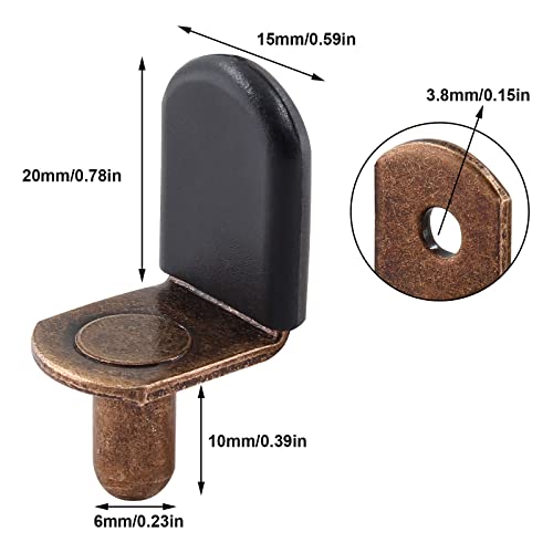 Biaungdo Antique Bronze Shelf Support Pegs - 30 Pack, 1/4 Inch