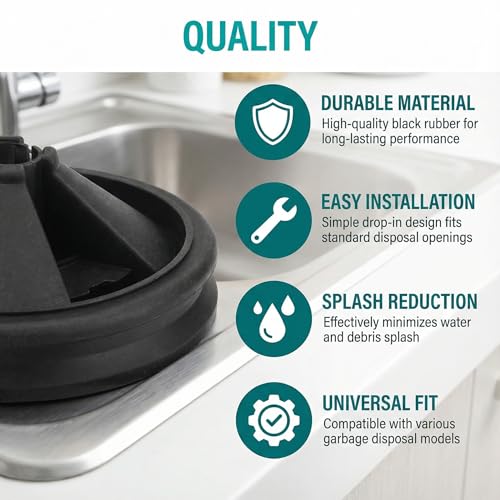 3 1/8" InSinkErator Sink Baffle Splash Guard, Removable Rubber Drain Plug for Evolution Series