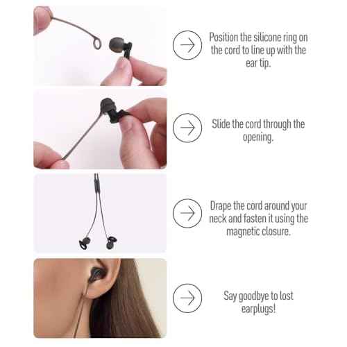Hearprotek Earplug Lanyard Magnetic Connector Cord for Ear Plugs, Safety Tug-Resistant Safety Earplugs Link Cord,Flexible Silicone Lanyard Compatible with Most Ear Plugs