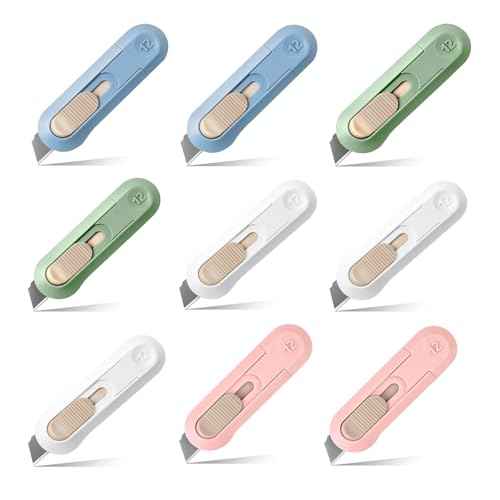 9 PSC Box Cutter,Retractable Box Opener, Package Opener, Easy Slide Retractable Cute Utility Knife For Opening Daily Express Boxes, Envelopes, Packages, Paper tapes and more (9 PSC Box Cutter)