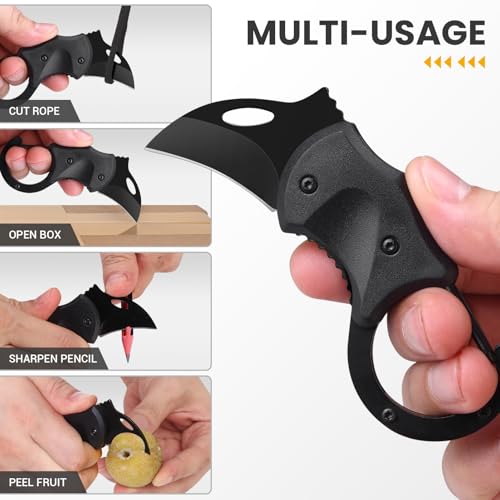 FUNBRO 1 Pack Black Small Pocket Knife for Men, EDC & Camping Gear