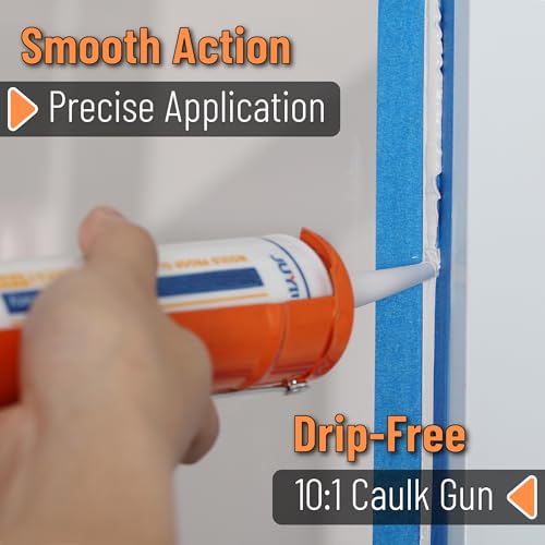 Bates Caulking Gun 10:1 Thrust Ratio – No Drip Sealant Gun, 1 Pack, Orange