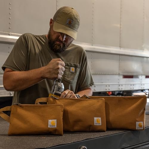 Carhartt Multi-Size Utility Pouch Set with Transparent Mesh Back - Brown, Black, Gravel