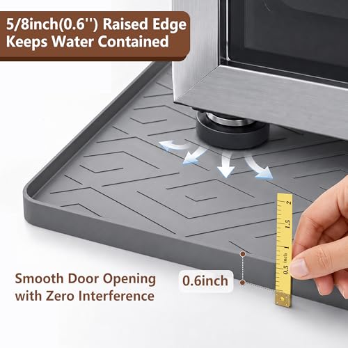 JoySil 19.7" Silicone Refrigerator Drip Tray Mat, Gray