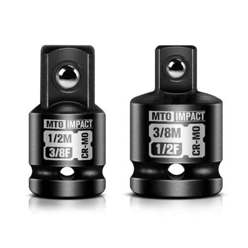 MTO 2-Piece Impact Socket Adapter and Reducer Set, 1/2" Female to 3/8" Male Reducer, 3/8¡± Female to 1/2¡± Male Adapter, Chrome Molybdenum Alloy Steel