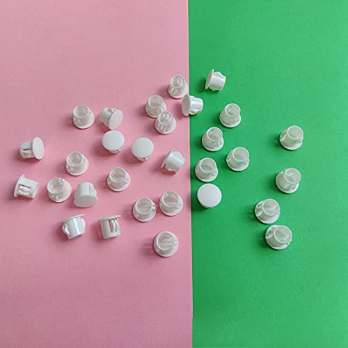 White Plastic Hole Plugs 10mm (3/8) Pack of 30 - Furniture & Panel Caps