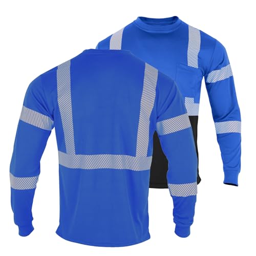 FONIRRA Safety Shirts for Men High Visibility Reflective ANSI Class 2 Hi Vis Construction Work T Shirts Long Sleeve