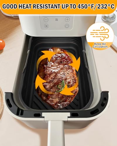 Air Fryer Silicone Liners 2-Pack for Bella 4Qt Slim, Gray+Black – Collapsible, 428°F