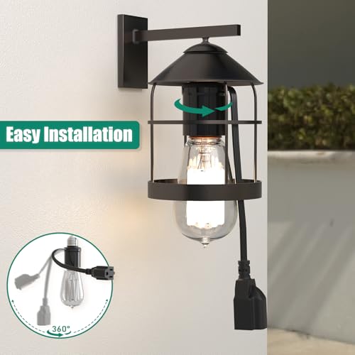 Aaeytby 1-Pack 3 in 1 E26/E27 Light Socket Outlet Adapter with Extension Cord – Outdoor Porch Garage Use
