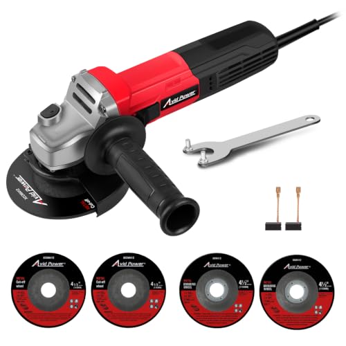 AVID POWER Red 7.5-Amp 4-1/2 Inch Angle Grinder with Grinding & Cutting Wheels