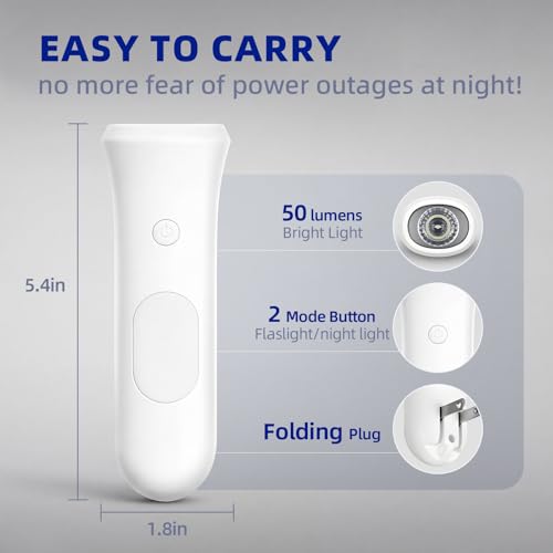 ROSSEX White 4-in-1 Emergency Wall Night Light & Flashlight 3-Pack