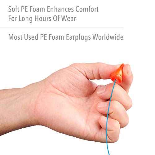 Honeywell Howard Leight by Maximum Corded Disposable Foam Earplugs, 100 Pairs, Orange