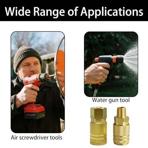 Air Compressor Quick Connect Fittings, 1/4 Inch NPT Brass Couplers and Plugs Set, Air Tool Accessories (1/4" FNPT Female)