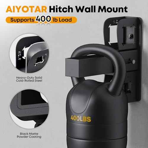 Wall Mount Hitch Receiver 2 Inch, 400LB Trailer Hitch Wall Mount Storage, Bike Rack Hitch Wall Mount Vertical, Wall Mounted Trailer Hitch Receiver Rack Stash for Bicycle Ski Cargo Storage Organizer