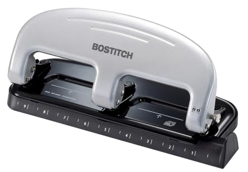 Bostitch EZ Squeeze 3-Hole Punch Silver - 20 Sheet Capacity, No Jam