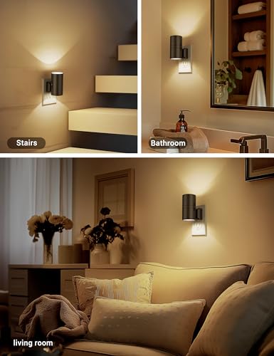 JandCase Dimmable Night Light Plug-in Wall, Warm 3000K, Black - Dusk to Dawn