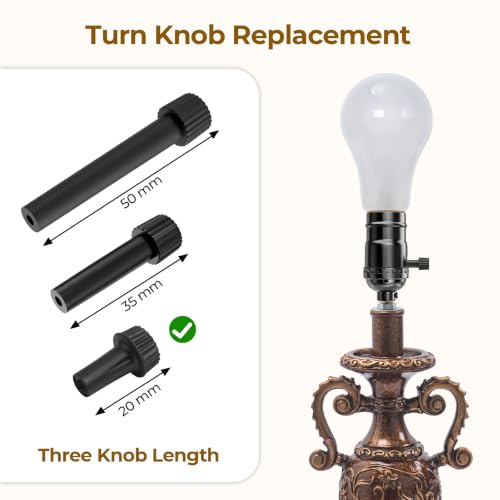 DiCUNO 4-Pack Black 20mm Light Lamp Switch Knobs Replacement for Floor & Table Lamps